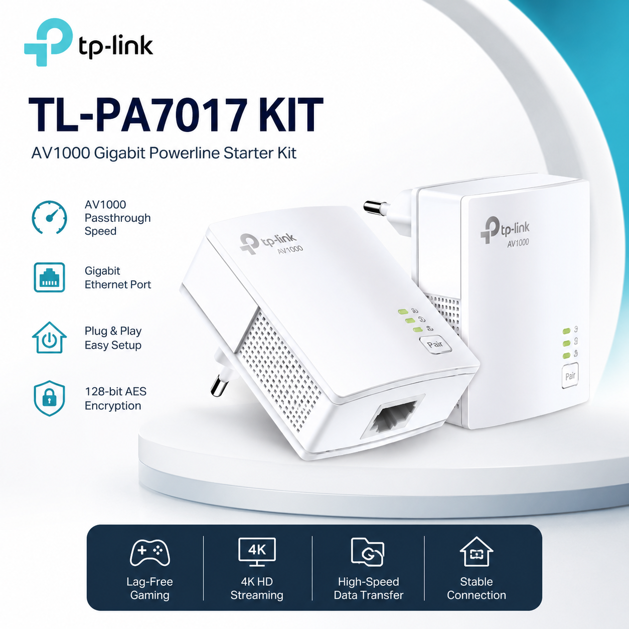 Tp-Link TL-PA7017 KIT AV1000 Gigabit Powerline Starter Kit