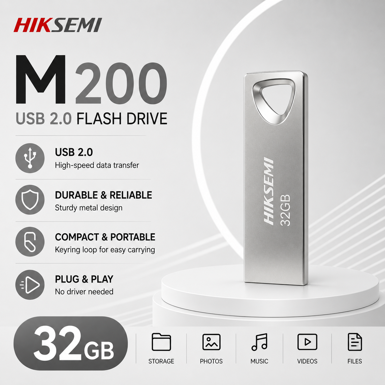 HIKSEMI M200 Flashdisk USB Drive USB 2.0 HS-USB-M200 - 32GB SILVER