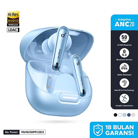 Anker Soundcore Liberty 4 NC Earbuds Bluetooth 5.3 ANC Hi-Res Sound Earphones Wireless Charging TWS - EARTH BLUE