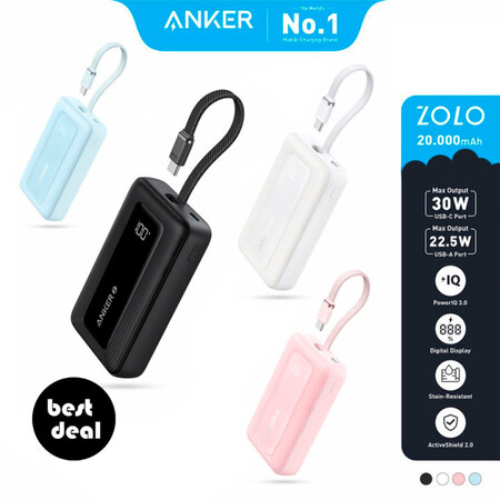 Anker Zolo PowerBank 20.000mAh 30W Fast Charging Power Bank Original - BLACK