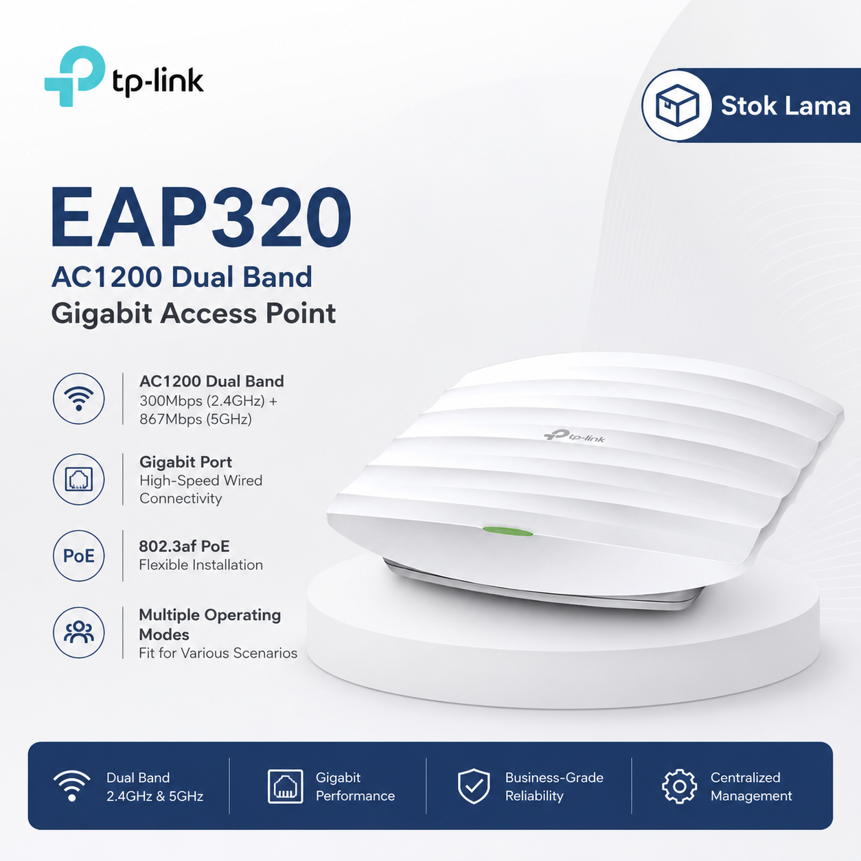 Tp-Link EAP320 AC1200 Dual Band Gigabit Access Point Stok Lama