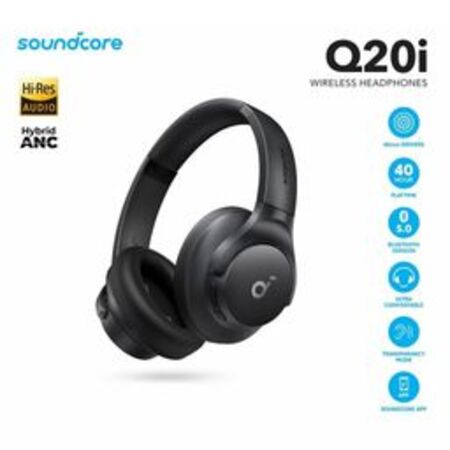 Anker Soundcore Q20i A3004 Headphone with Hybrid ANC Pure Bass Headset TWS Original - BLACK